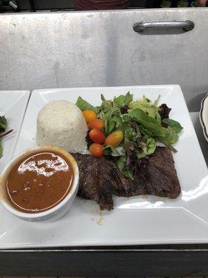 Churrasco Rice & beans Spring Mix Salad Cherry Tomatoes