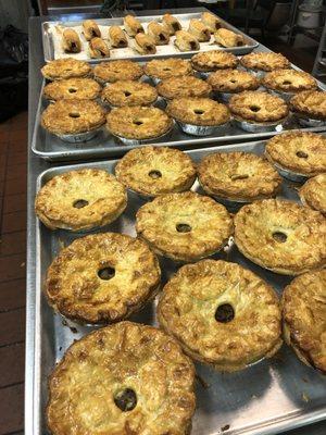 Savory meat pies, vegetarian pies, sausage rolls, and pork pies!