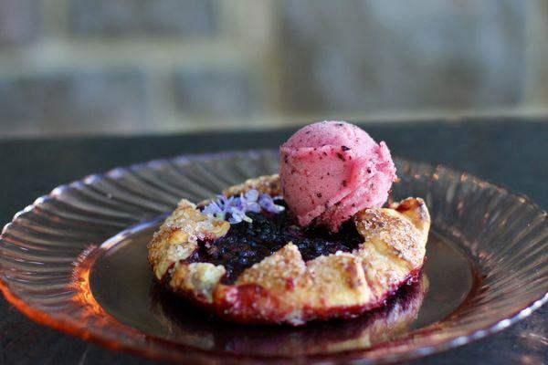 Marionberry Tart with Bow Hill Farm Blueberry Sorbet