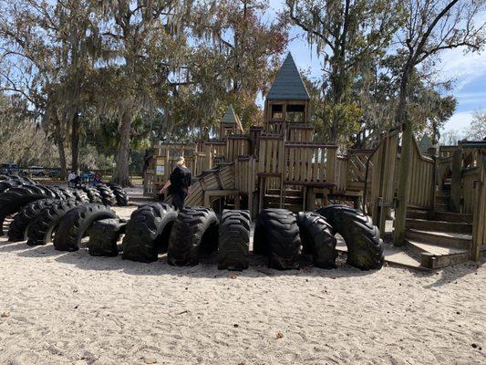 The playground with a lot of wheels. (4K)