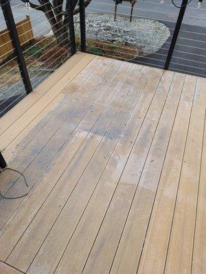 Stained Deck from padding under scaffolding