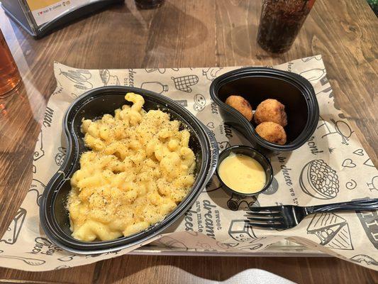 Classic bowl and Mac n cheese bites.