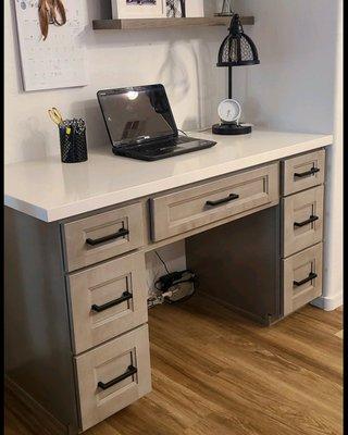 Desk workspace done in our 05 ash brown out of our in-stock line.