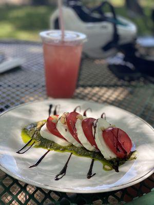 Caprese Salad with tomatoes and Basil from on-site farm