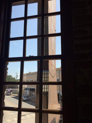 View of the Harry's sign from the Hat Room upstairs.