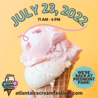 Come see us at the Atlanta Ice Cream Festival at Piedmont Park tomorrow July 23, 2022 from 11am-6pm!