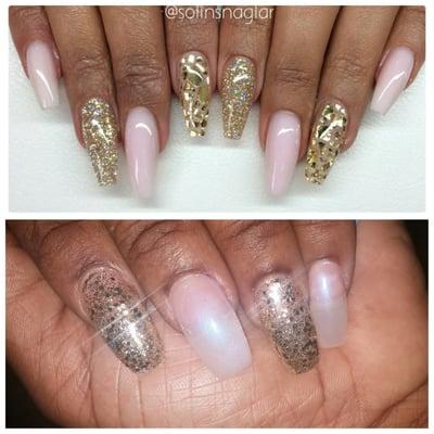 I brought the picture at the top to the nail tech and the bottom was the result.