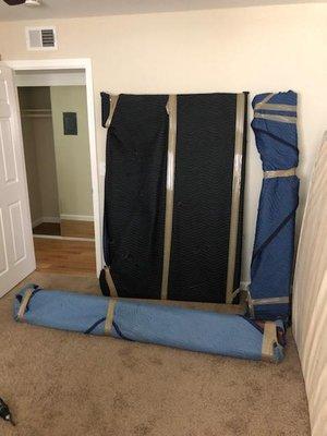 Blankets, shrink wrap and tape are free to use during the move to protect your belongings!