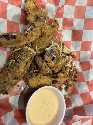 Fried portobello mushrooms