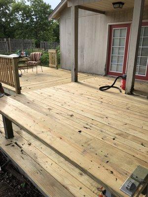 Had to pull up and replace all deck boards as well as the benches.