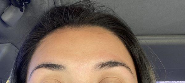 I want to cry. Eyebrows have no shape. She threaded the peak of my eyebrows.