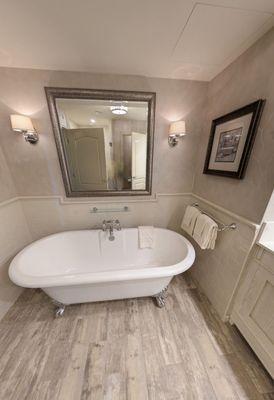 Our bathroom included this tub, a walk in shower and double sinks.