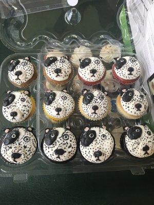 Cupcakes decorated like birthday girls dog!