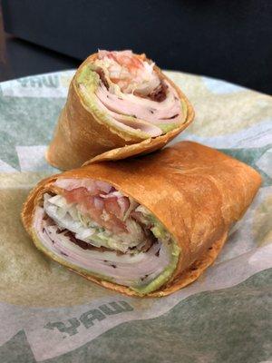 Turkey bacon and guacamole wrap