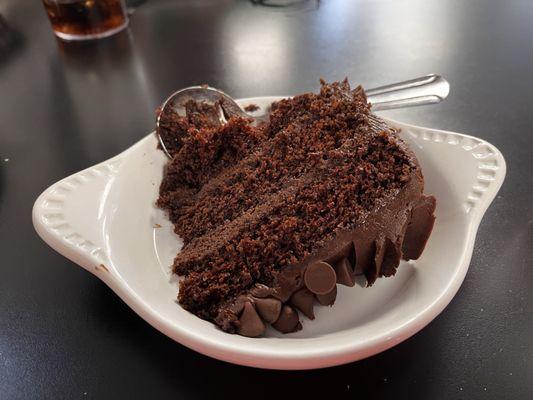 Homemade chocolate cake.