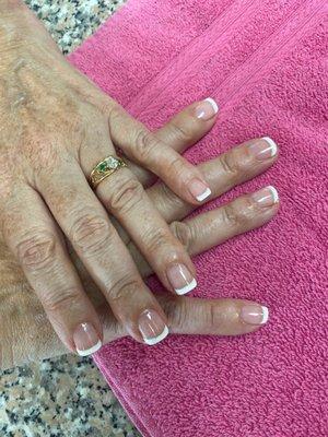 Lovely French gel polish on natural nails today! Very happy with the service