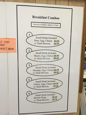 Breakfast menu