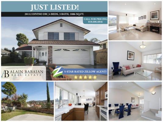 **JUST LISTED!** In one of Walnuts most desirable communities | 20112 Divino Dr. Walnut, CA 91789 | $599,000 | 4 Bed, 3 Bath