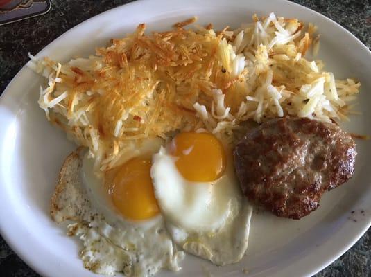 Two egg breakfast with sausage