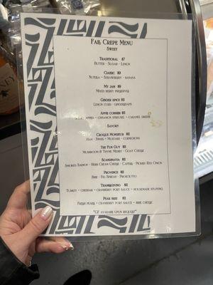 Crepe menu