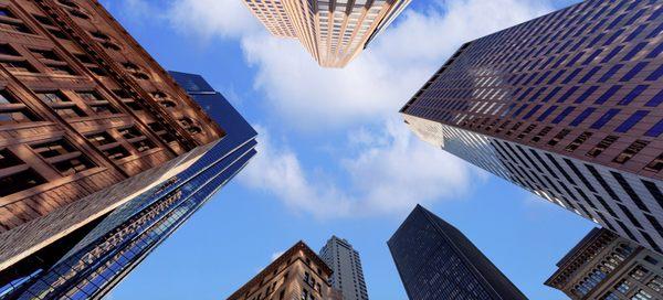 Looking up in Downtown Manhattan