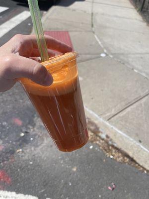 Stawberry carrot orange fresh squeezed juice