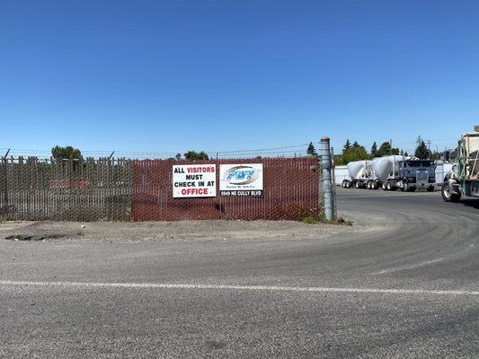 Front entrance and sign