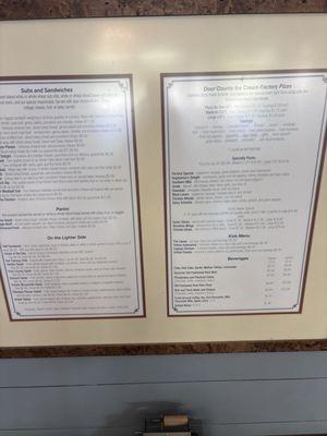 Menu inside