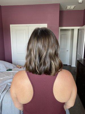 Partial highlight, cut and style. I love the subtle coloring!