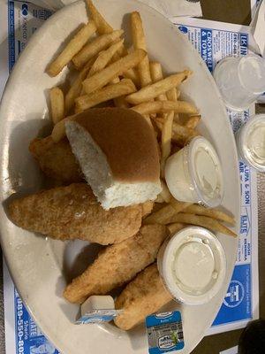 Chicken strips and fries.