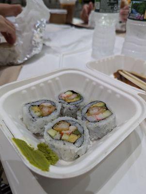 shrimp tempura from the bar - with avocado, imitation crab, cucumber. every ingred was fresh. super tasty.