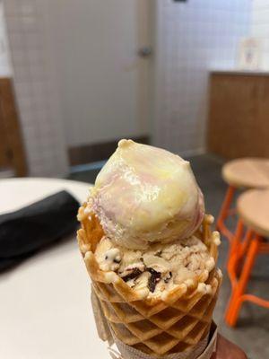 Rainbow, frozen yogurt and peanut butter and chocolate chips