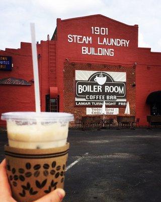 Iced Chai Tea Latte outside of Vitina's Boiler Room.