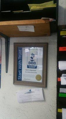 Accredited business by the Better Business Bureau.