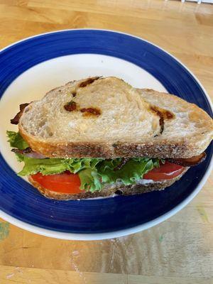 BLT on the best Tomato Basil Sourdough.  So delicious and flavorful.