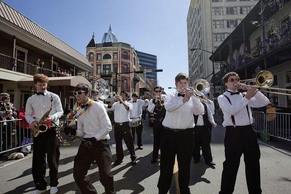 Mobile's Blow House Band in a Mardi Gras Parade