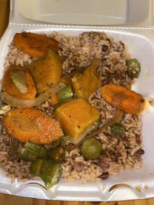 Small rice with orca , pumpkin & okra.