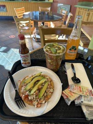 Ceviche tostada and shrimp cocktail