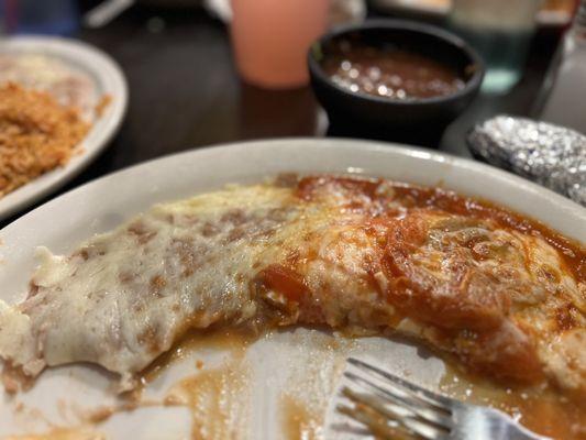 Huevos Rancheros and beans, the first bite turned into could not stop, this is all that's left.