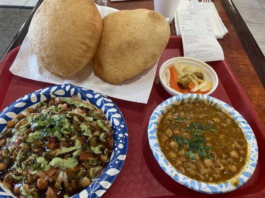 Samosa chaat and Choley Bhature