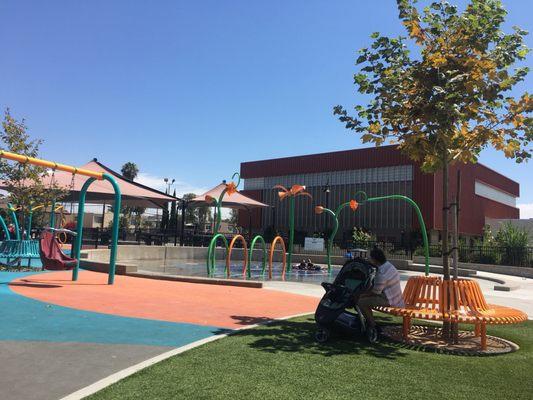 Outside the library is Ponderosa Park. Great play area. :) Water feature is a great touch.