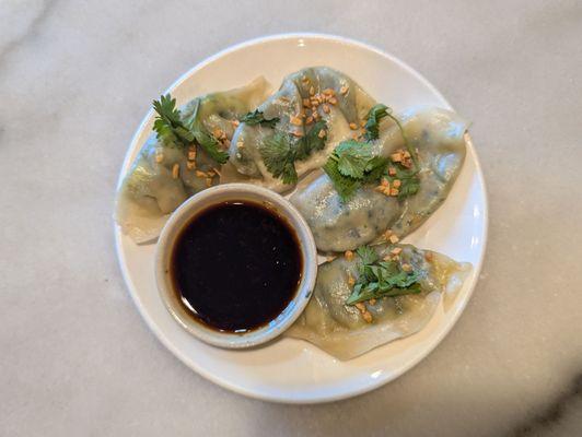 Steamed Veggie Dumplings w/ ginger sauce