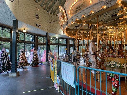 Interior view of the building during the day during Christmas season