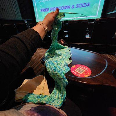 Knitting before the movie