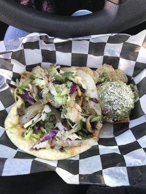 Asian veggie taco and a side of guacamole