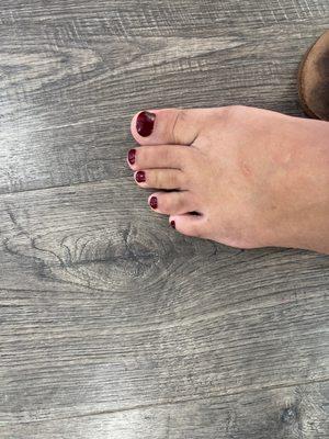 Round filed Pedicure.