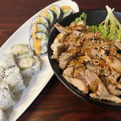 California Roll New York Roll Chicken Teriyaki Bowl