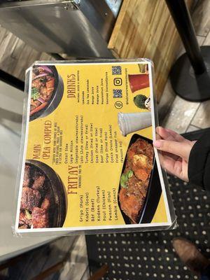 The menu