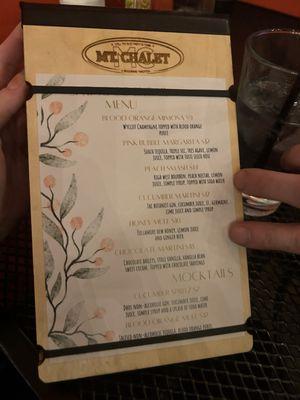 Cocktail menu