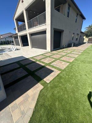 Paver pads with turf in between